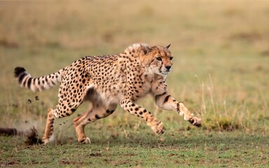 cheetah in full sprint, captured with a high-speed shutter
