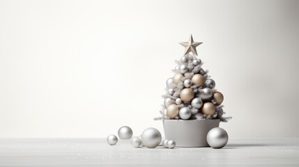 Christmas tree on a light gray grunge background
