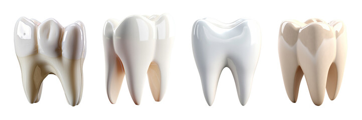 Set of elegant and shiny tooth isolated on a transparent or white background