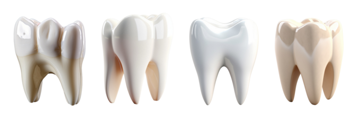 Set of elegant and shiny tooth isolated on a transparent or white background