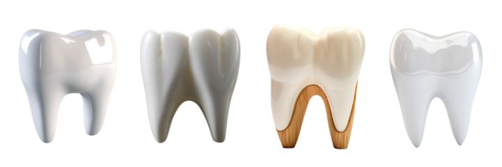 Set of elegant and shiny tooth isolated on a transparent or white background