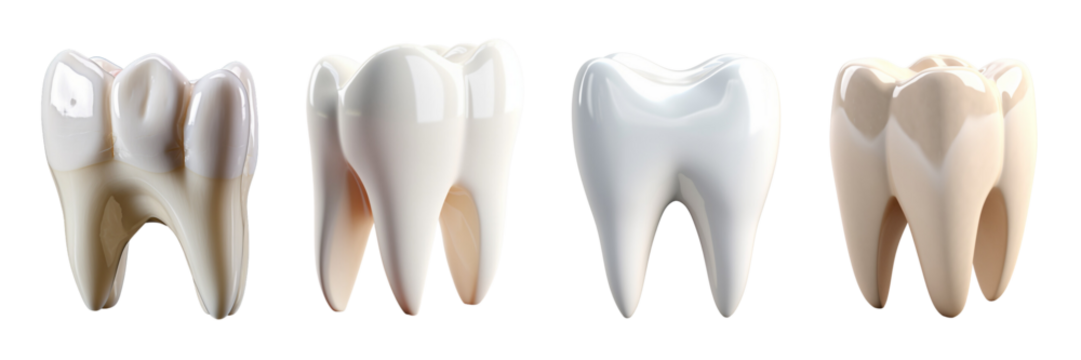 Set of elegant and shiny tooth isolated on a transparent or white background