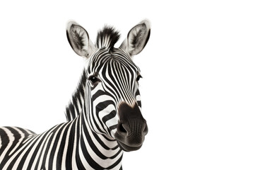 Fototapeta na wymiar Photorealistic Elegance Portrait of a Majestic Zebra On White or PNG Transparent Background
