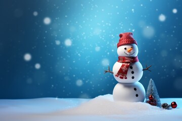 snowman in the snow background