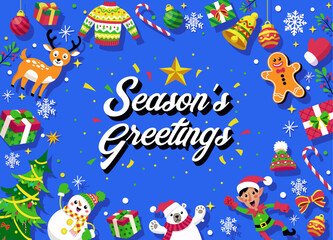 Naklejka premium Christmas Greeting Background with Christmas Symbol and Ornament