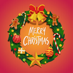 Christmas Wreath Greeting Illustration Design