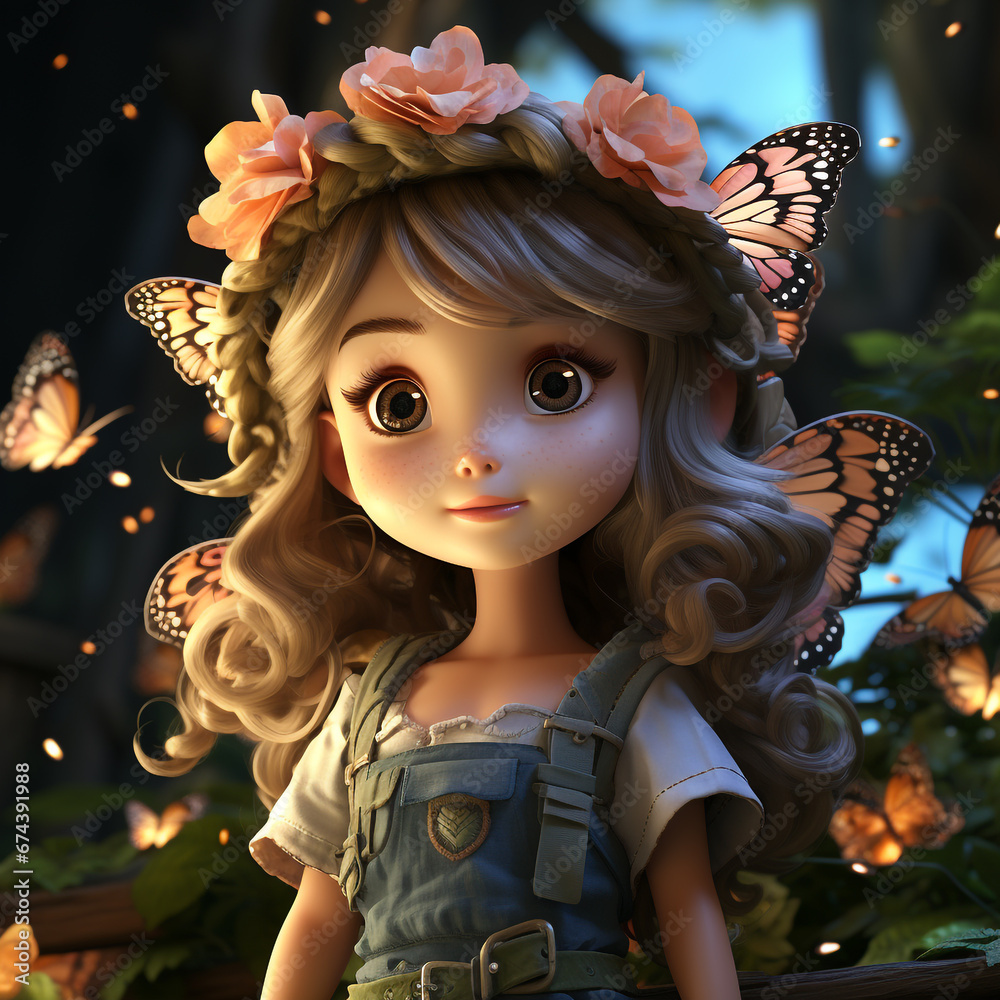 Wall mural 3d cartoon fairy