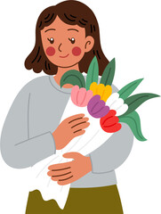 Woman holding flower bouquet 