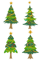 Set of Christmas Tree Illustration in Flat Design