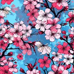 Gardinen Seamless pattern of cherry Blossom © ni