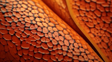 A macro shot of pawpaw skin texture, highlighting its unique pattern and vibrant colors.