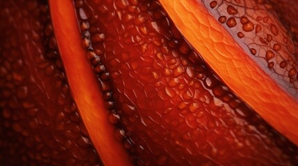 A macro shot of pawpaw skin texture, highlighting its unique pattern and vibrant colors.