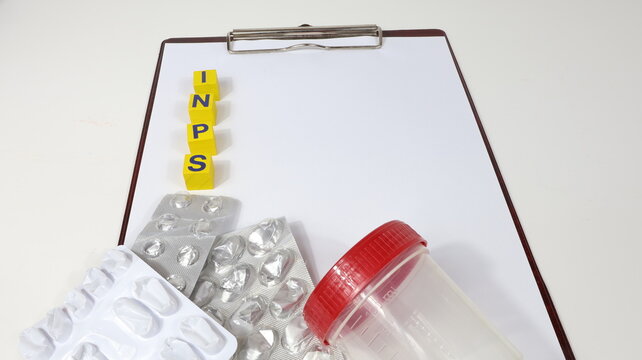 Singola Parola "INPS" Su Blocco Di Legno. Tasse sul concetto, riforma del governo italiano.