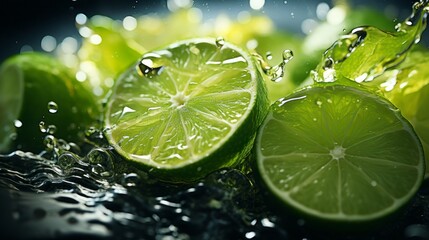 Closeup Fresh Lime And Water