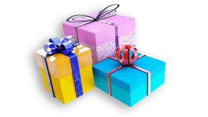 colorful gift boxes isolated on white