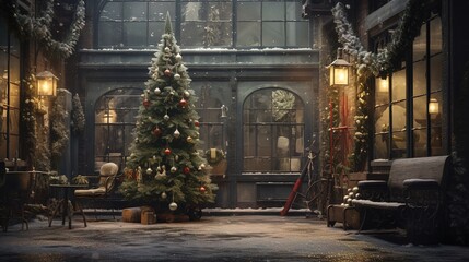 Obraz premium Generative AI, Christmas interior rural background, Santa Claus rustic workshop 