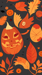 halloween background with pumpkins created with generative AI