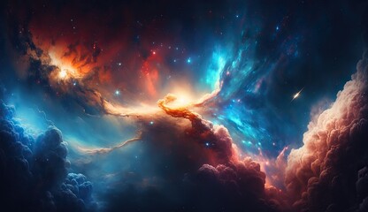 dream amazing art galaxy and landscape planet atmosphere dark blue nebula - obrazy, fototapety, plakaty