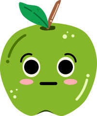 Flushed Apple Character Illustration