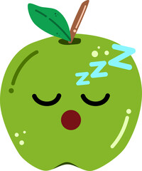 Sleeping Apple Character Illustration