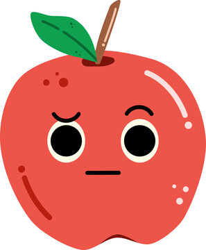 Apple with Raised Eyebrow Character Illustration