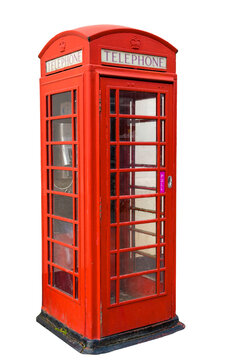 Old fashiond red telephone box isolated