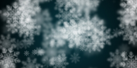 Abstract dark blue background with flying snowflakes - obrazy, fototapety, plakaty