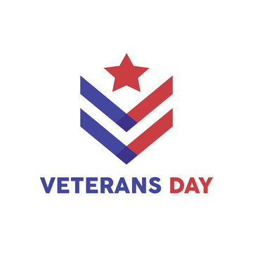 Veterans Day simple logo forms  letter V with solid blue and red color ; Creative design logo ; International Day in 11 November