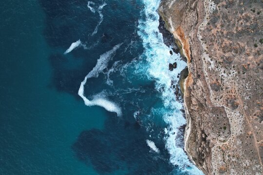 Cliffs along the coast of MacLeod, Western Australia. Aerial drone image.