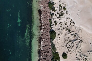 Fowlers Bay Sand dunes and coastline, South Australia. Aerial Drone Photo.