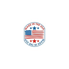 Circular Made in the USA decal or stamp. Made in USA banner isolated on white background