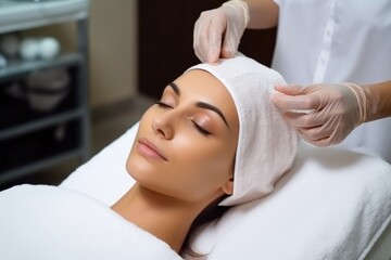 facial cosmetic treatment for beautiful young woman