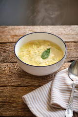 Italian egg soup with farfalline.
