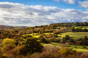 Beautiful autumn countryside and woodland on the high weald near Burwash east Sussex south east...