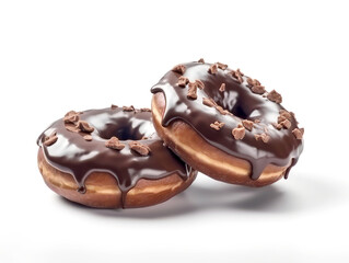 Chocolate donuts isolated on white background..