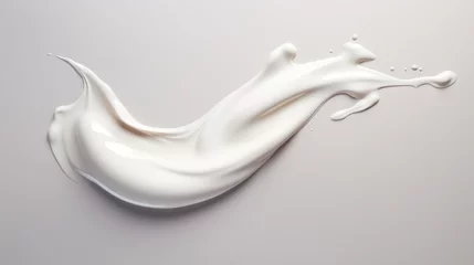 Fotobehang White viscous liquid isolated on solid background. White cosmetic cream. Skin care product for beauty industry © Vladimir