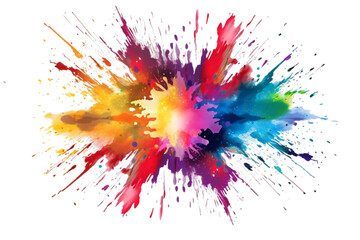 Fototapeta na wymiar Abstract rainbow color painting watercolor splashes , isolated on transparent background.