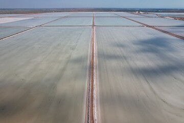 Aerial drone photo of Port Hedland Salt Field in Western Australia