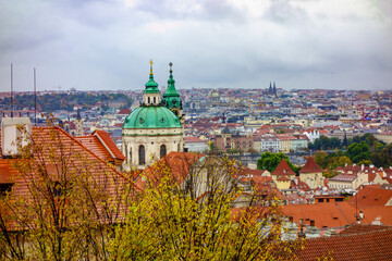 panoramic view of the old town of prague in october