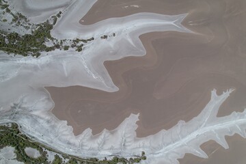 Aerial drone photo of Wyndham coast and salt flats, Western Australia