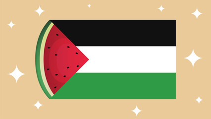 Palestine watermelon slices symbol free vector illustration - obrazy, fototapety, plakaty