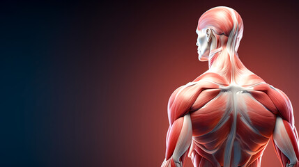 Conceptual anatomy healthy skinless human body, muscle system set.