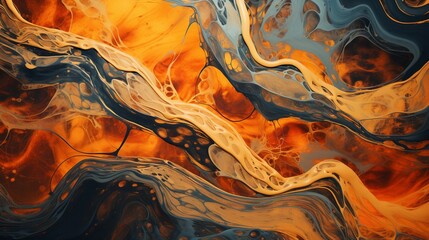 Liquid forms and metallic textures dancing together in a