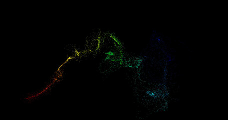 Glittering particle trails for transition or wipe effect.