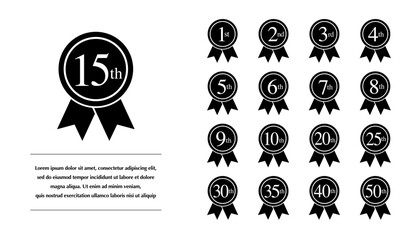 アニバーサリーメダルのベクターイラストセット