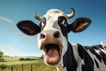 Zelfklevend Fotobehang a cute cow is laughing © Yoshimura