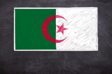 Hand drawn flag of Algeria on a black chalkboard