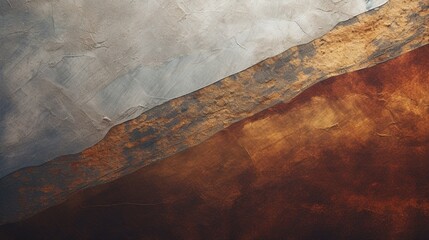 Textured layers of earthy tones and metallic silver, designed for a full ultra HD abstract...