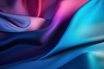 Purple, blue, indigo, pink color gradient. Fabrics, textile, satin surface. Folded material. Pattern, template. Design. Cold colors spectrum. Background, silk