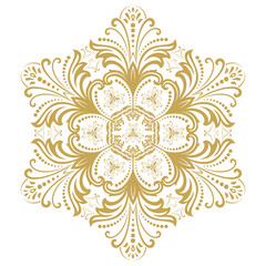 Oriental ornament with arabesques and floral elements. Traditional classic light, yellow, white, gold, goldenornament. Vintage round golden pattern with arabesques